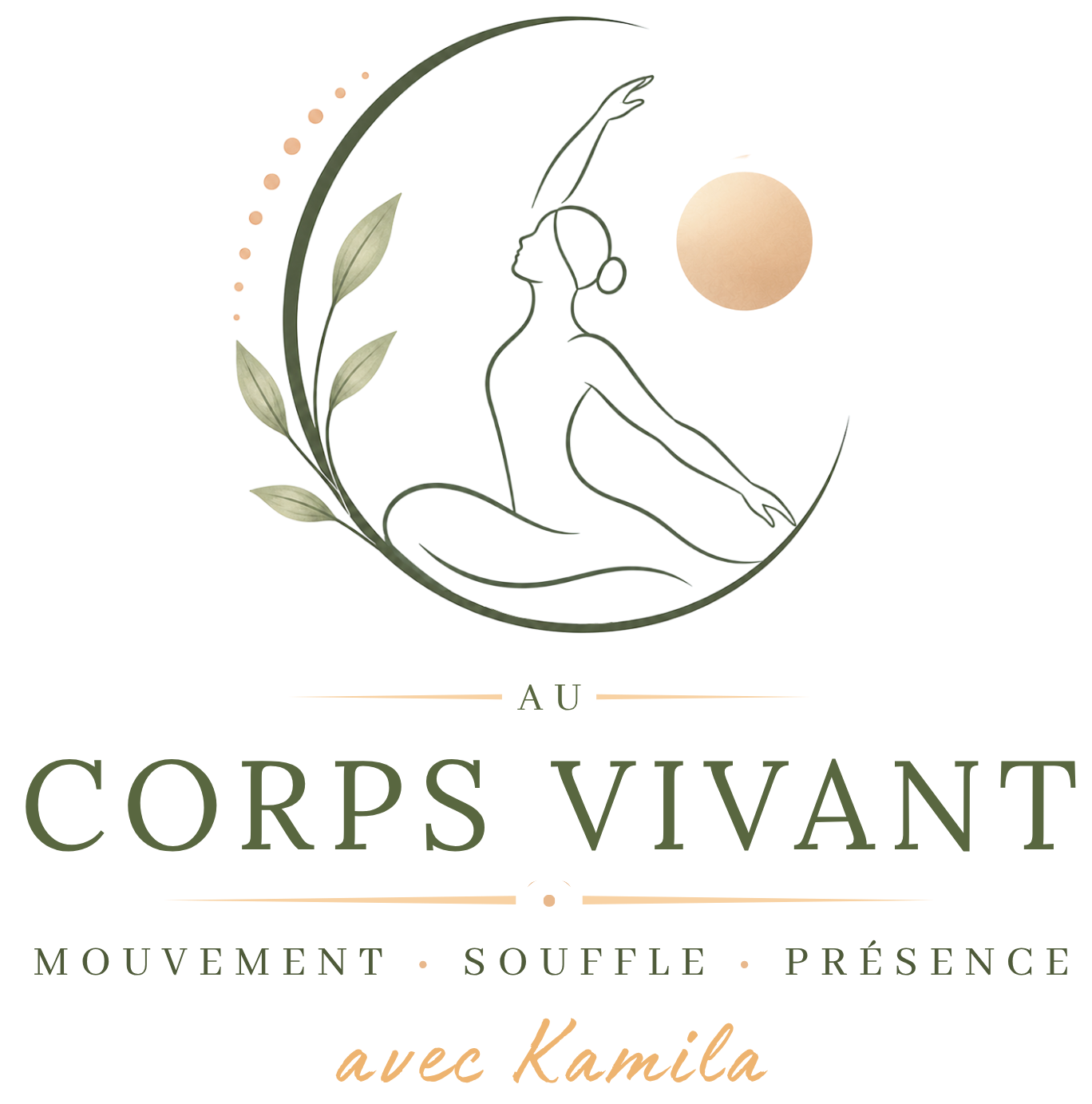 Logo Au Corps Vivant avec Kamila – yoga, pilates et sophrologie à Guillestre dans les Hautes-Alpes.
