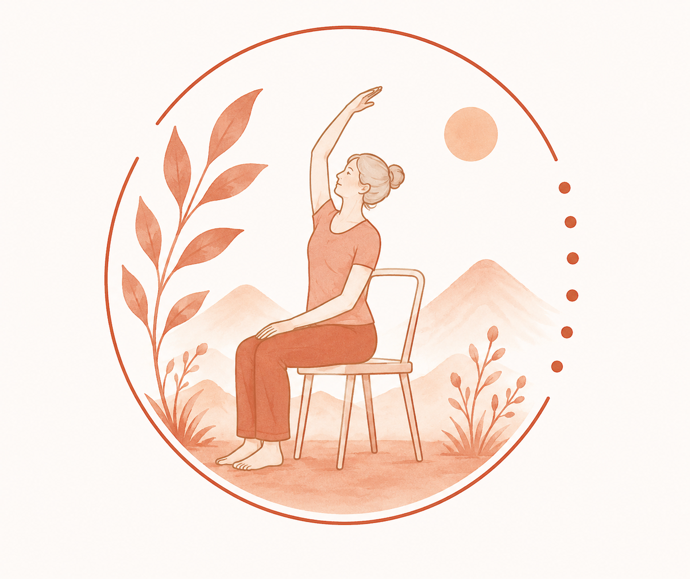 Texte ALT : Yoga sur chaise santé adapté à Guillestre dans les Hautes-Alpes, pour travailler en douceur la mobilité, l’équilibre, la respiration et la conscience corporelle