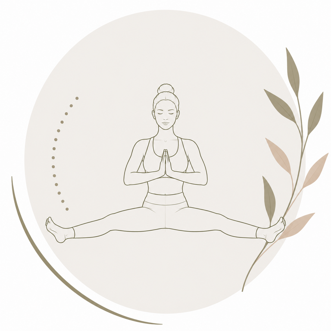 Illustration minimaliste d'un exercice de Pilates illustrant le centrage du corps, l'engagement des muscles profonds (Powerhouse), la stabilité du bassin et l'alignement de la colonne vertébrale, lors des cours de Pilates proposés par Kamila Zareba à Guillestre dans les Hautes-Alpes
